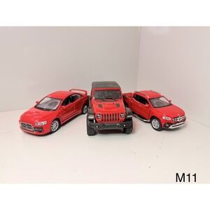 Kinsmart 1:32 Diecast Car Set Mitsubishi Evo X Jeep Wrangler Mercedes X